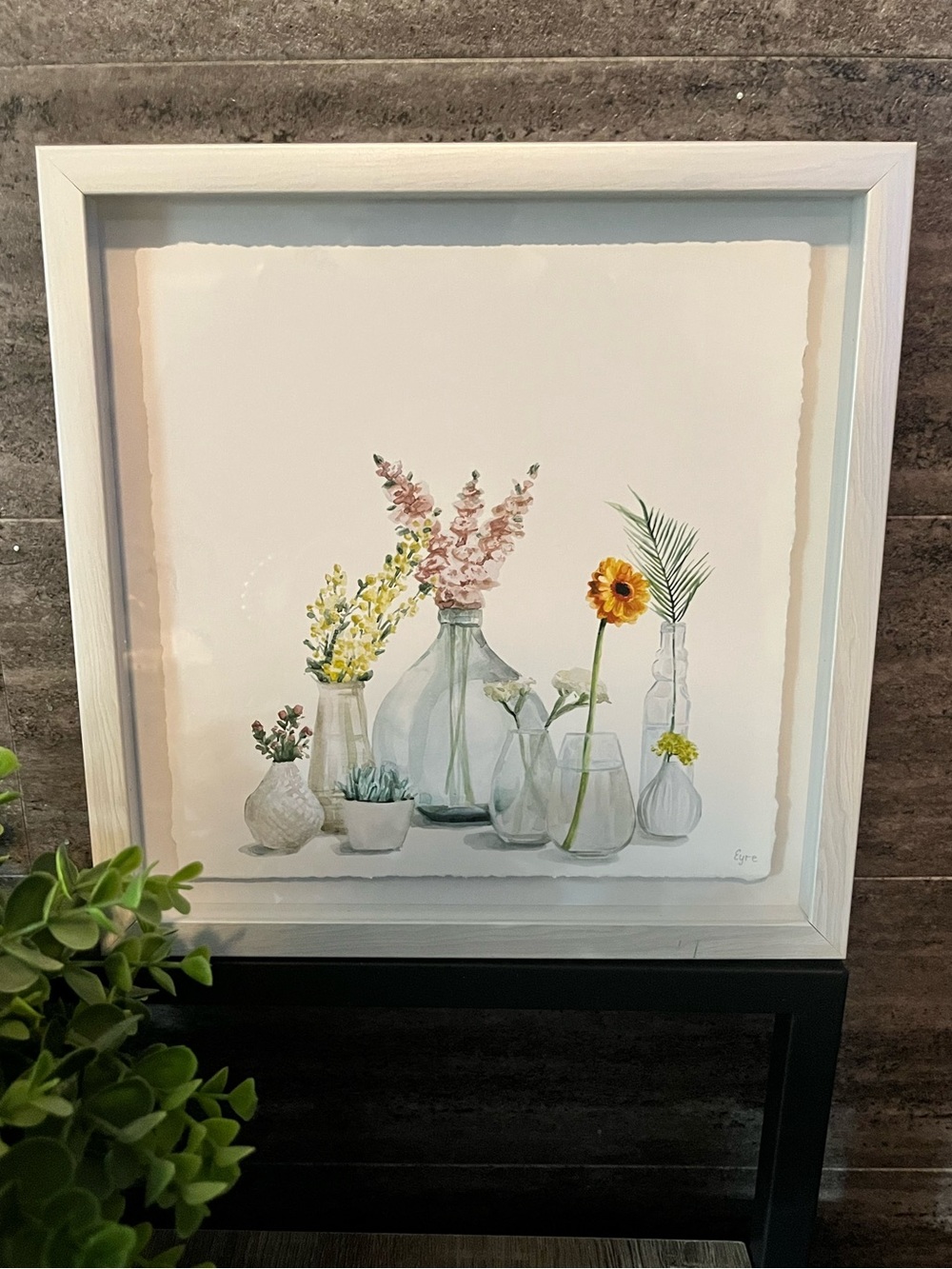 Signed Eyre Tarney Floral Still Life Framed Giclée Art Print 11”x11” framed art